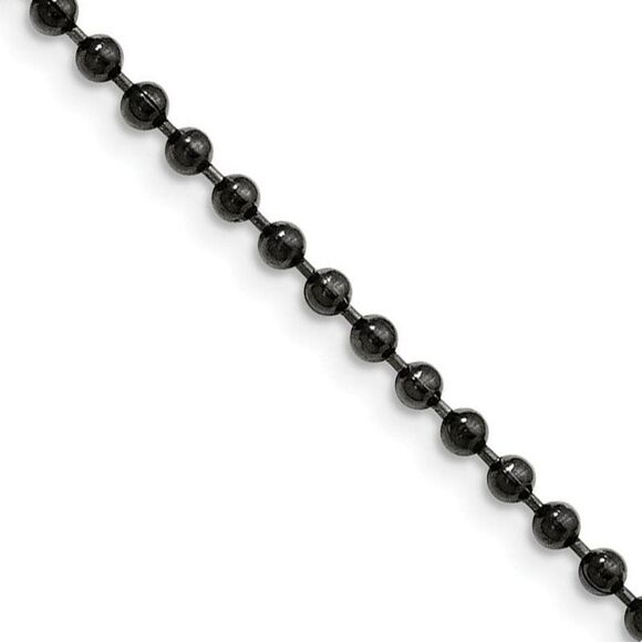 3mm Stainless Steel Black-Plated Beaded Chain Necklace 18 Inch